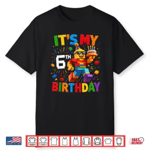 It’S My 6Th Birthday Building Brick 6 Years Old Boys Kids Shirt