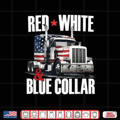 Design Red White and Blue Collar Patriotic Trucker USA Flag Shirt