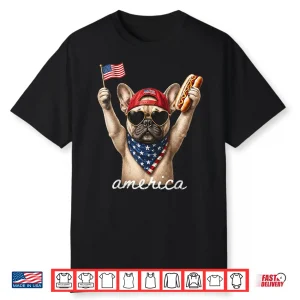 Usa America French Bulldog Hot Dog 1776 2026 4Th Of July Shirt