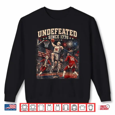 Sweatshirt Undefeated Since 1776 2026 Vintage 4th of July Basketball Shirt