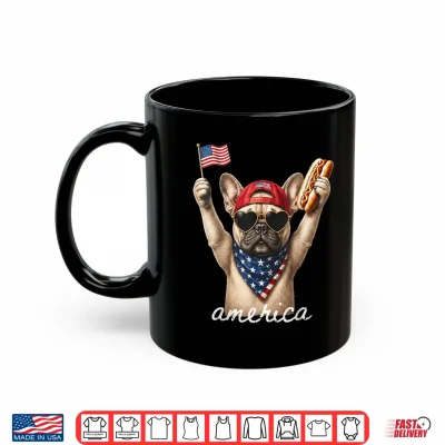 Mug USA America French Bulldog Hot Dog 1776 2026 4th of July Shirt