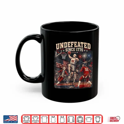 Mug Undefeated Since 1776 2026 Vintage 4th of July Basketball Shirt