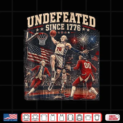 Design Undefeated Since 1776 2026 Vintage 4th of July Basketball Shirt