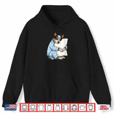 Hoodie Womens Blue Heeler Sleeping in Cute Pajamas Sleep Dog V Neck Shirt