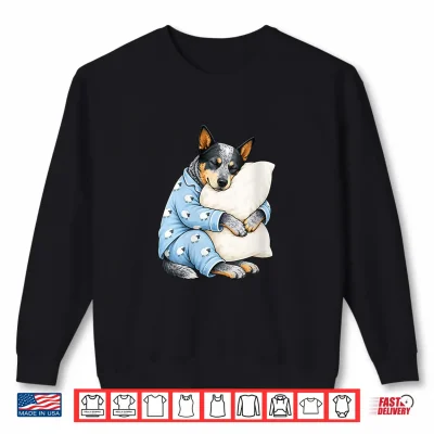 Sweatshirt Womens Blue Heeler Sleeping in Cute Pajamas Sleep Dog V Neck Shirt