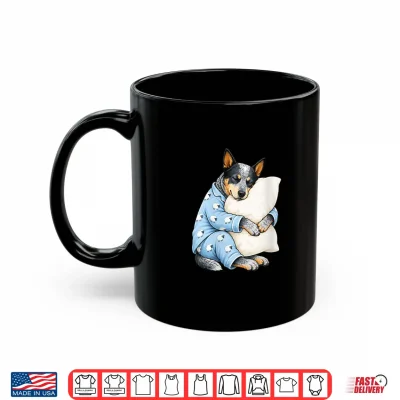 Mug Womens Blue Heeler Sleeping in Cute Pajamas Sleep Dog V Neck Shirt