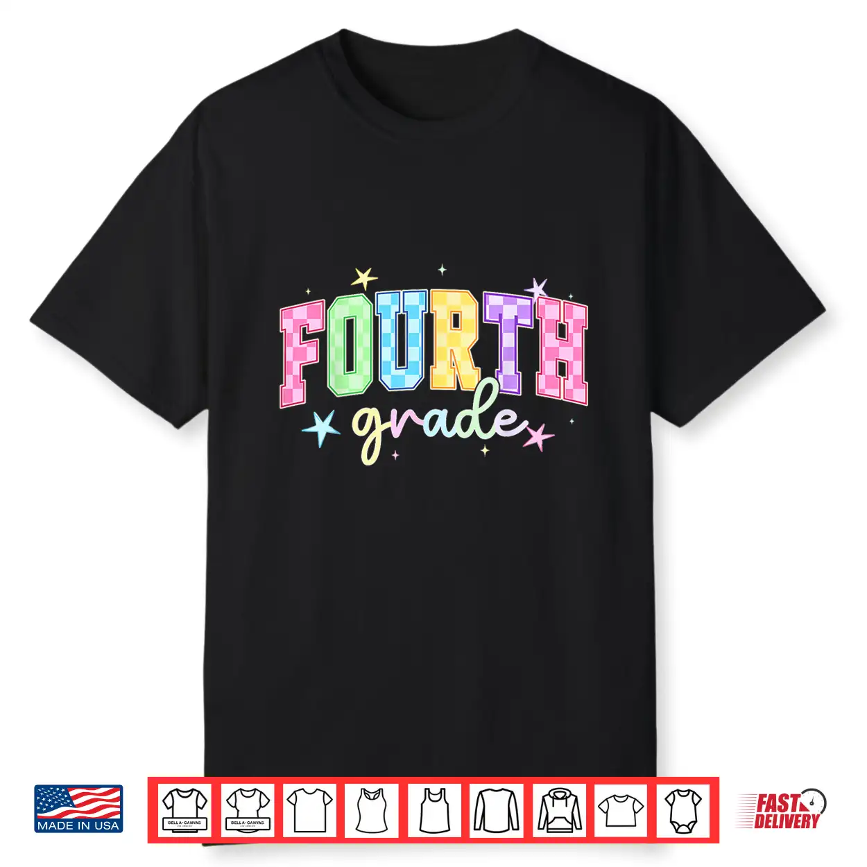 Back To School Checkered Fourth Grade Team Teacher Students Shirt Back To School Checkered Fourth Grade Team Teacher Students Shirt