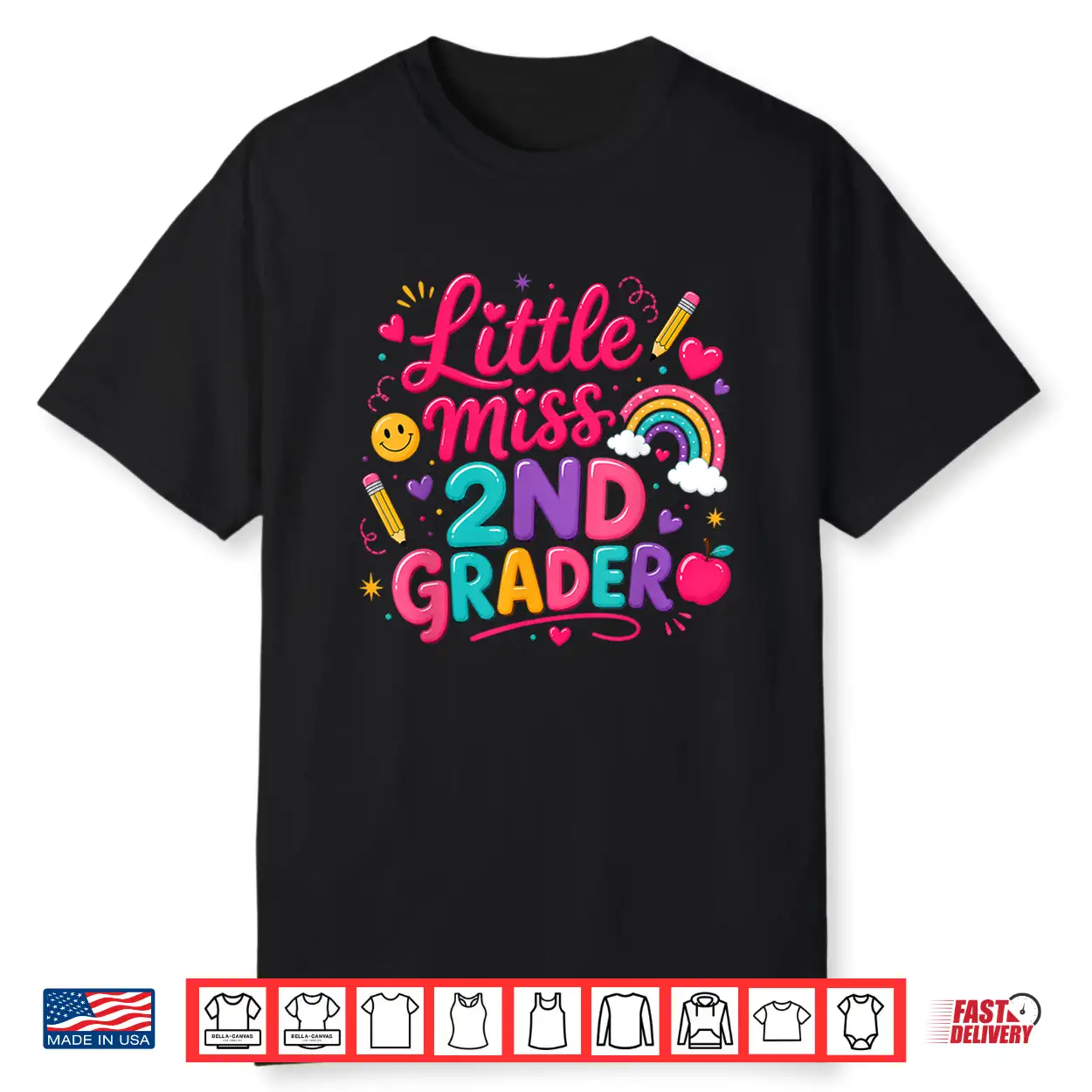 Back To School Little Miss 2Nd Grader Rainbow Girl Shirt Back To School Little Miss 2Nd Grader Rainbow Girl Shirt