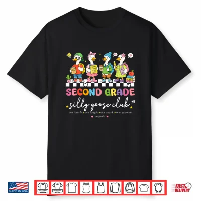 Back To School Second 2Nd Grade Silly Goose Club Teacher Kid Shirt