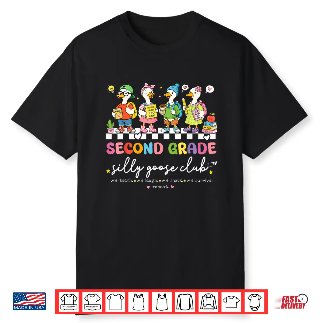 Back To School Second 2Nd Grade Silly Goose Club Teacher Kid Shirt Back To School Second 2Nd Grade Silly Goose Club Teacher Kid Shirt
