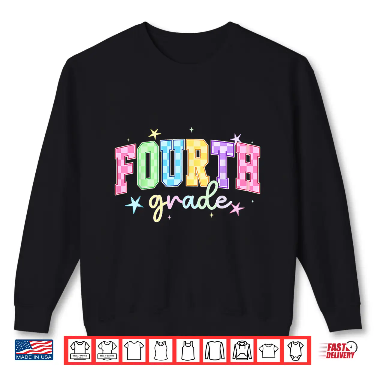Back To School Checkered Fourth Grade Team Teacher Students Shirt Back To School Checkered Fourth Grade Team Teacher Students Shirt
