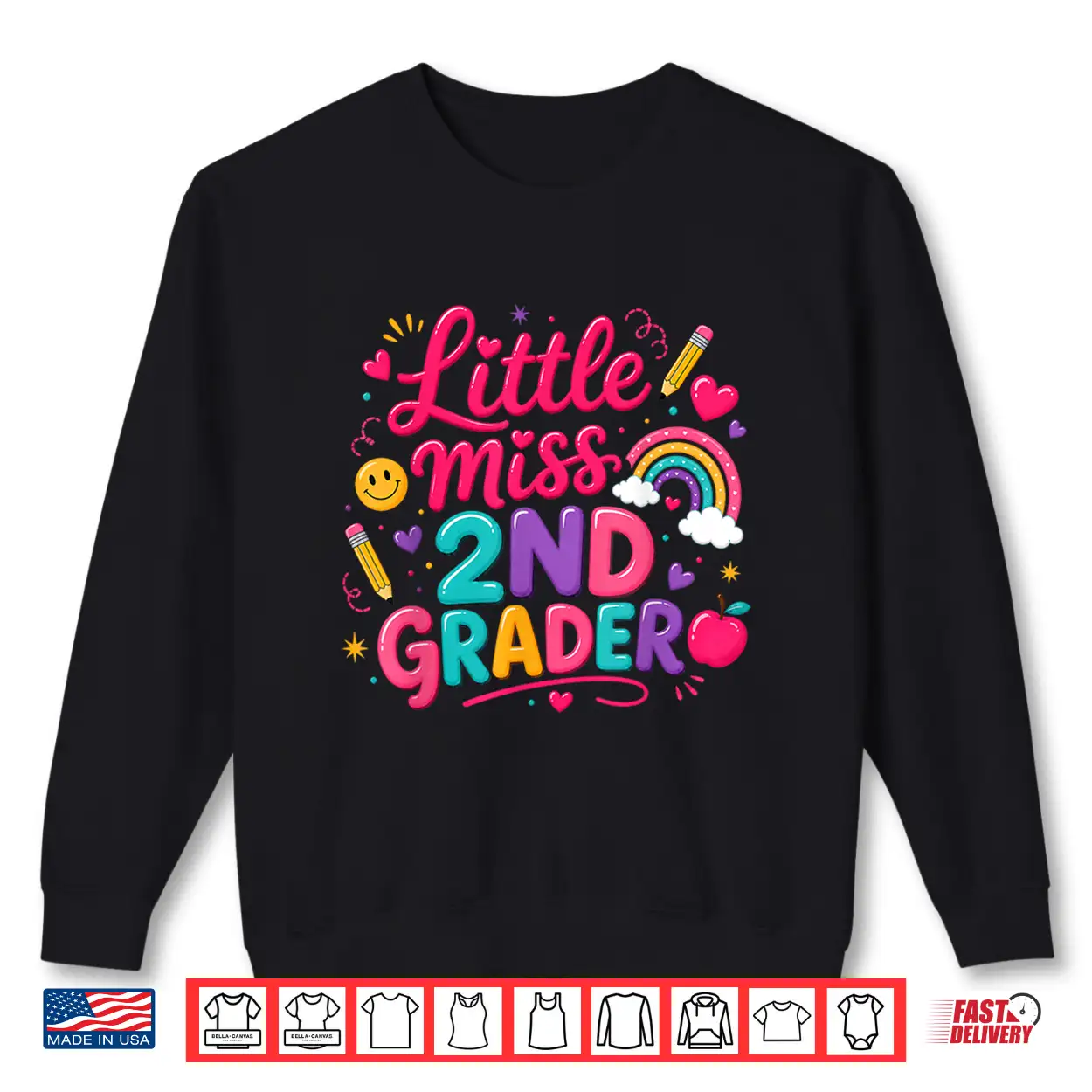 Back To School Little Miss 2Nd Grader Rainbow Girl Shirt Back To School Little Miss 2Nd Grader Rainbow Girl Shirt