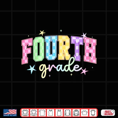 Back To School Checkered Fourth Grade Team Teacher Students Shirt 4 Design Back to School Checkered Fourth Grade Team Teacher Students Shirt