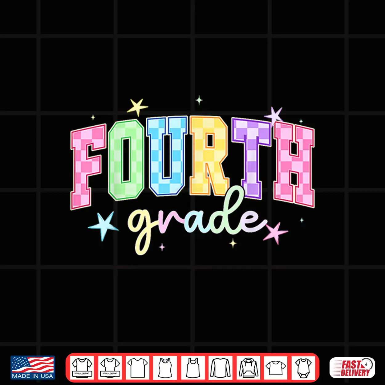 Back To School Checkered Fourth Grade Team Teacher Students Shirt Back To School Checkered Fourth Grade Team Teacher Students Shirt