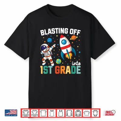 Blasting Off Into 1St Grade Boys First Day First Grade Kids Shirt