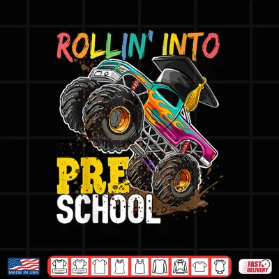 Design Boys Monster Trucks Graduation Rollin into Preschool Shirt