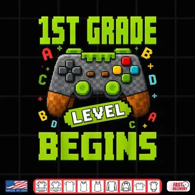 Design Gamer 1st Garde Back to School First Day of First Grade Boys Shirt