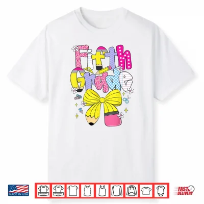 Preppy Fifth Grade Back To School Pencil Student Teacher Kid Shirt