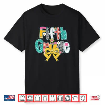 Preppy Fifth Grade Pencil Coquette Back To School Kids Girl Shirt