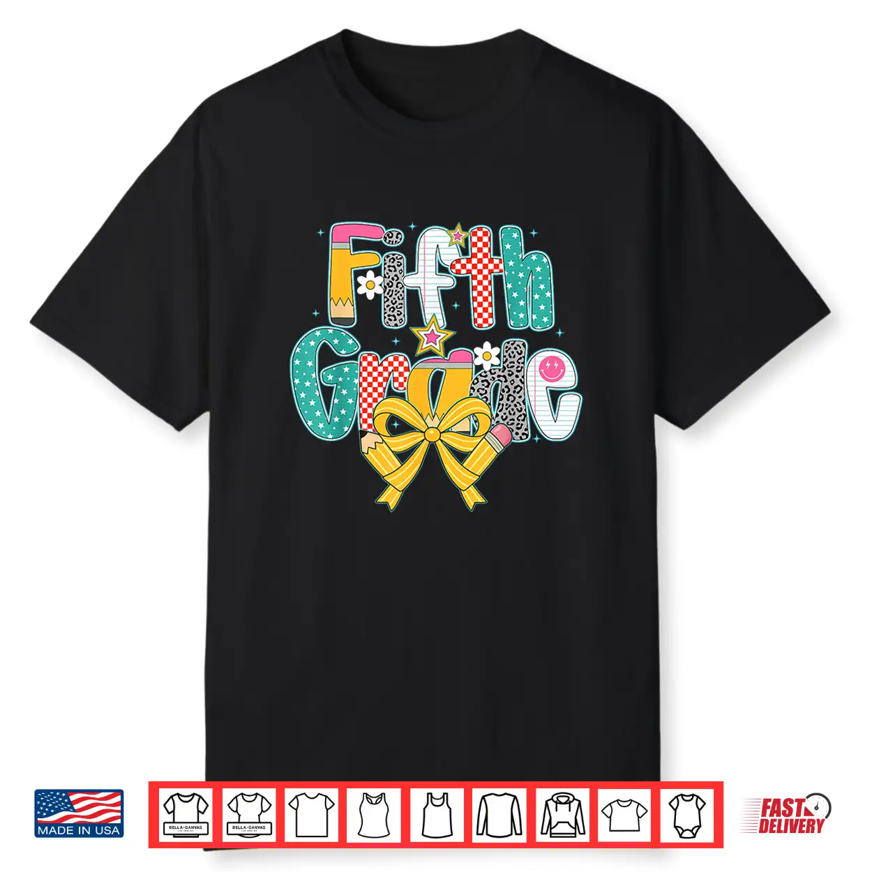 Preppy Fifth Grade Pencil Coquette Back To School Kids Girl Shirt Preppy Fifth Grade Pencil Coquette Back To School Kids Girl Shirt