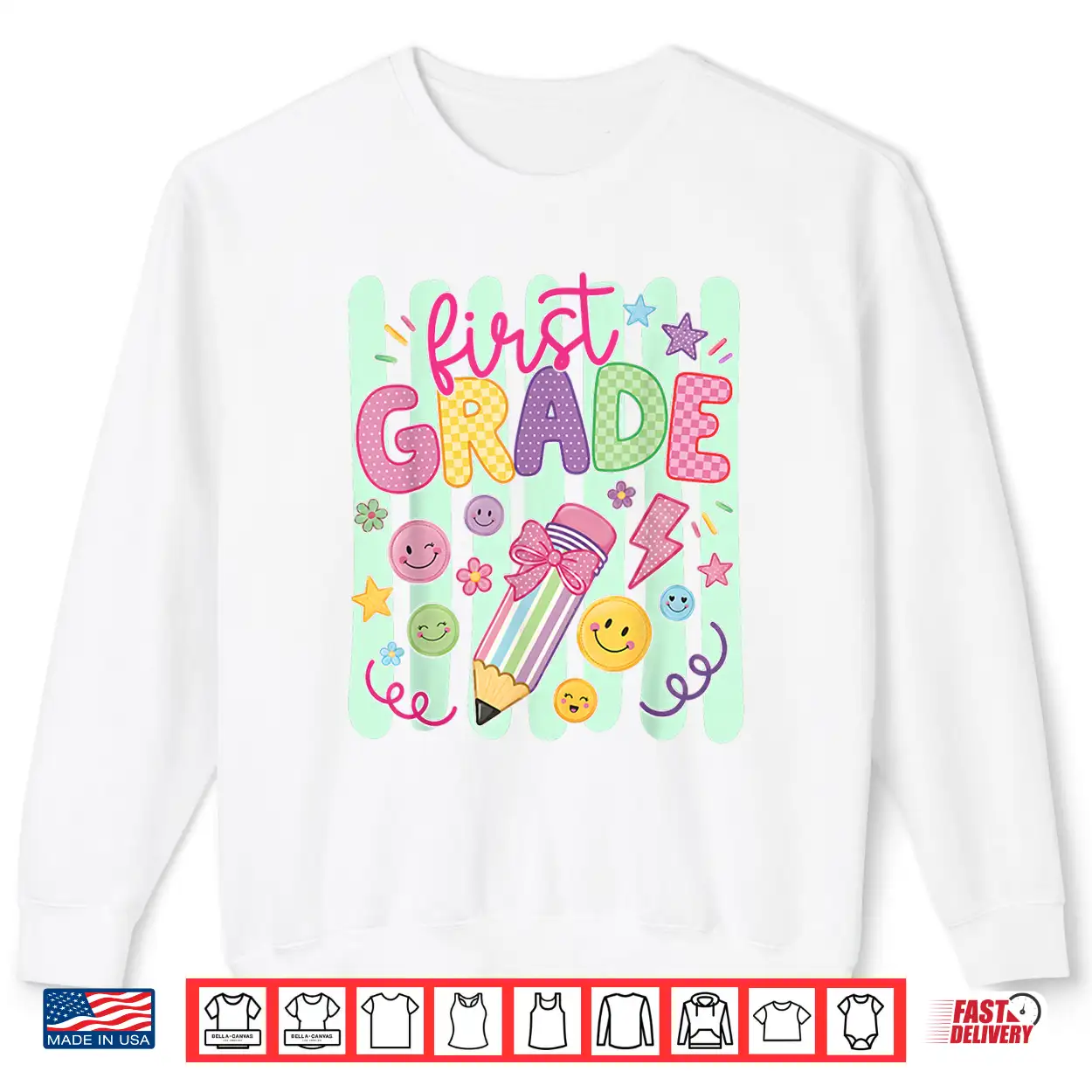 Preppy First Grade Back To School Pencil Student Teacher Kid Shirt Preppy First Grade Back To School Pencil Student Teacher Kid Shirt