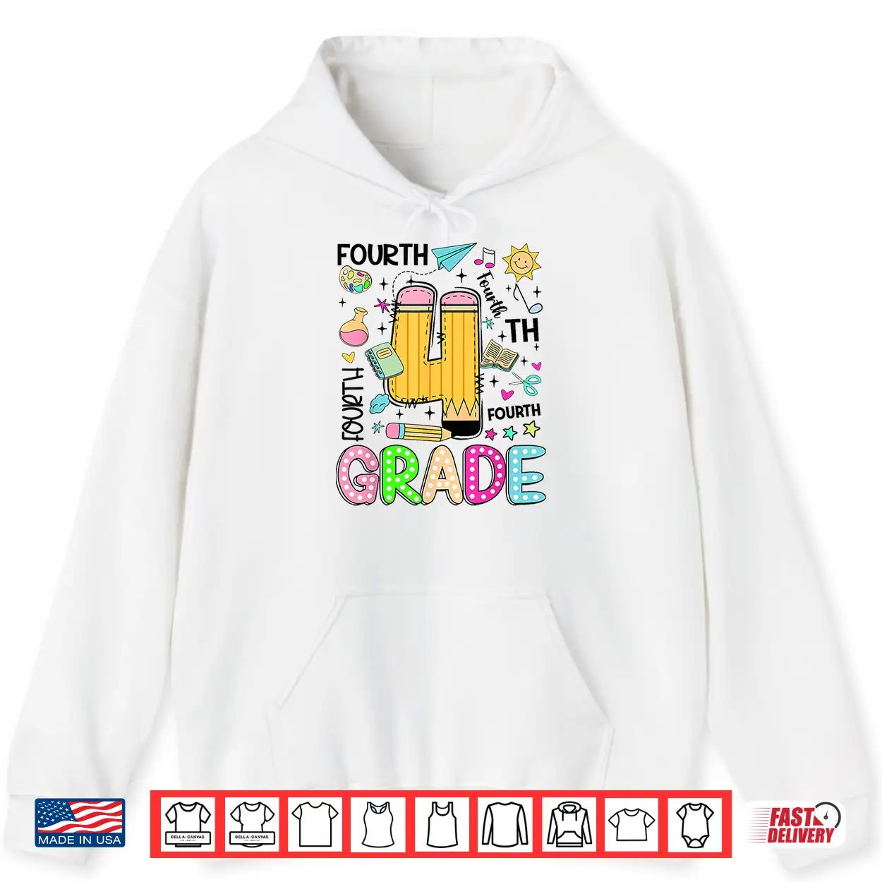 Preppy Fourth Grade Back To School Pencil Student Teacher Shirt Preppy Fourth Grade Back To School Pencil Student Teacher Shirt