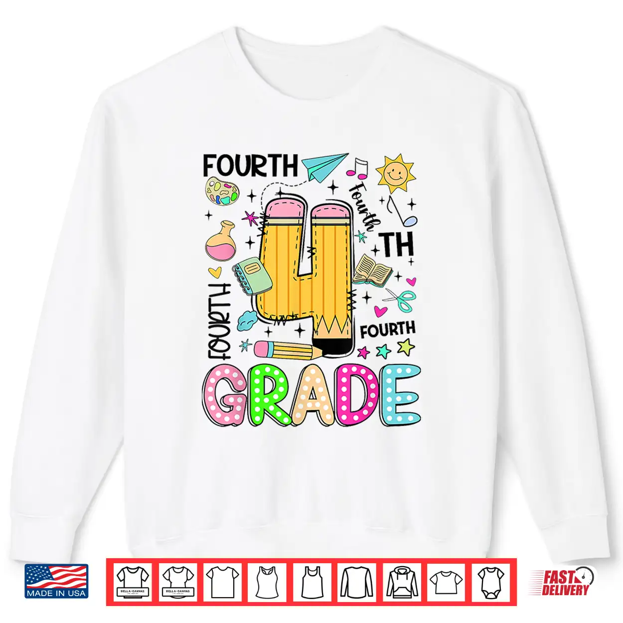 Preppy Fourth Grade Back To School Pencil Student Teacher Shirt Preppy Fourth Grade Back To School Pencil Student Teacher Shirt
