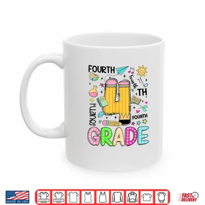 Preppy Fourth Grade Back To School Pencil Student Teacher Shirt 3 Mug Preppy Fourth Grade Back to School Pencil Student Teacher Shirt