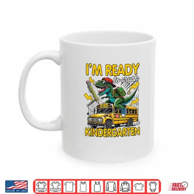 Mug Ready to Crush Kindergarten First Day of School Dinosaur Boy Shirt