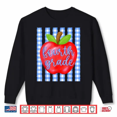 Sweatshirt Striped Apple Fourth Grade Back to School Teachers Kids Shirt