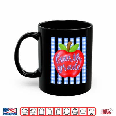 Mug Striped Apple Fourth Grade Back to School Teachers Kids Shirt