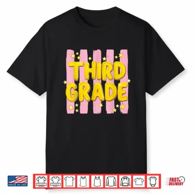 Striped Third Grade Teacher Student First Day Of 3Rd Grade Shirt