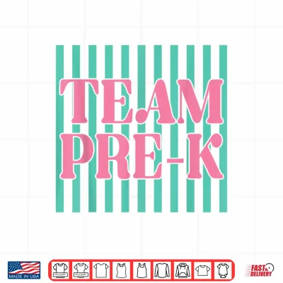 Design Striped Team Preschool Pre K Back to School Teachers Kids Shirt