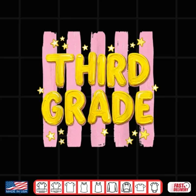 Design Striped Third Grade Teacher Student First Day of 3rd Grade Shirt