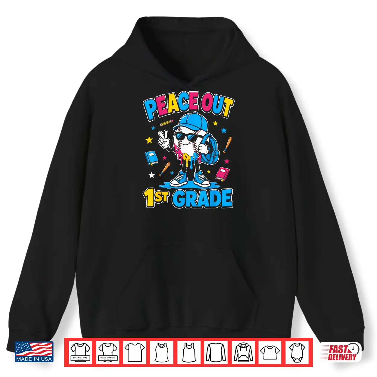 1St Grade Back To School Boys Baseball Ice Cream Drip Shirt 1St Grade Back To School Boys Baseball Ice Cream Drip Shirt