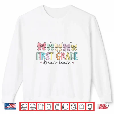 Groovy First Grade Dream Team Coquette Back To School Kids Shirt 2 Sweatshirt Groovy First Grade Dream Team Coquette Back to School Kids Shirt