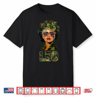 Black Culture Leo Zodiac Sign Camo Leo Birthday July August Shirt