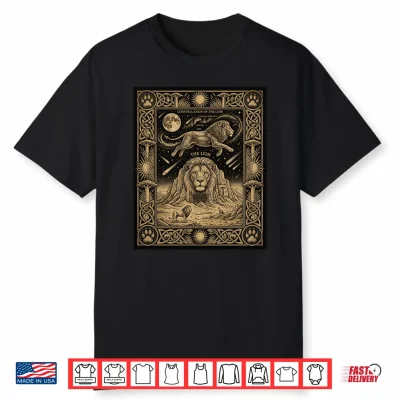 Celestial Leo Zodiac Tarot Card Lion Constellation Savanna Shirt