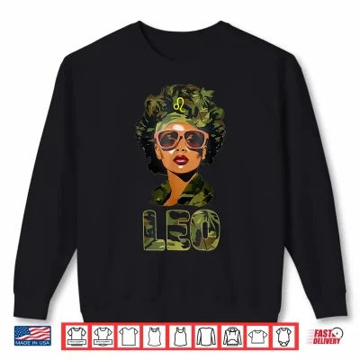 Sweatshirt Black Culture Leo Zodiac Sign Camo Leo Birthday July August Shirt