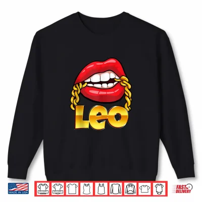 Sweatshirt Juicy Lips Gold Chain Leo Zodiac Sign Shirt