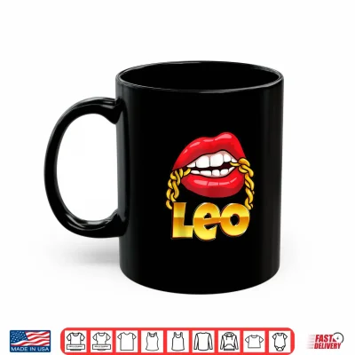 Mug Juicy Lips Gold Chain Leo Zodiac Sign Shirt