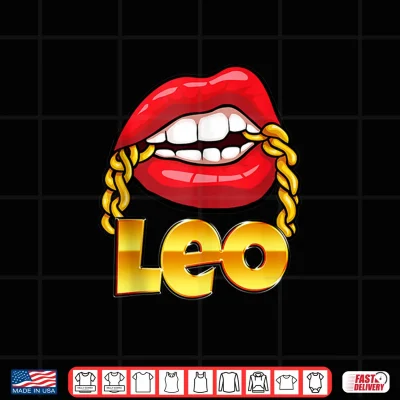 Design Juicy Lips Gold Chain Leo Zodiac Sign Shirt