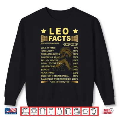 Sweatshirt Leo Facts Zodiac Funny Leo Birthday Gift Shirt