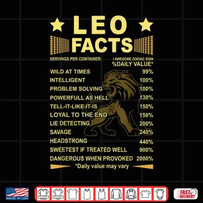 Design Leo Facts Zodiac Funny Leo Birthday Gift Shirt