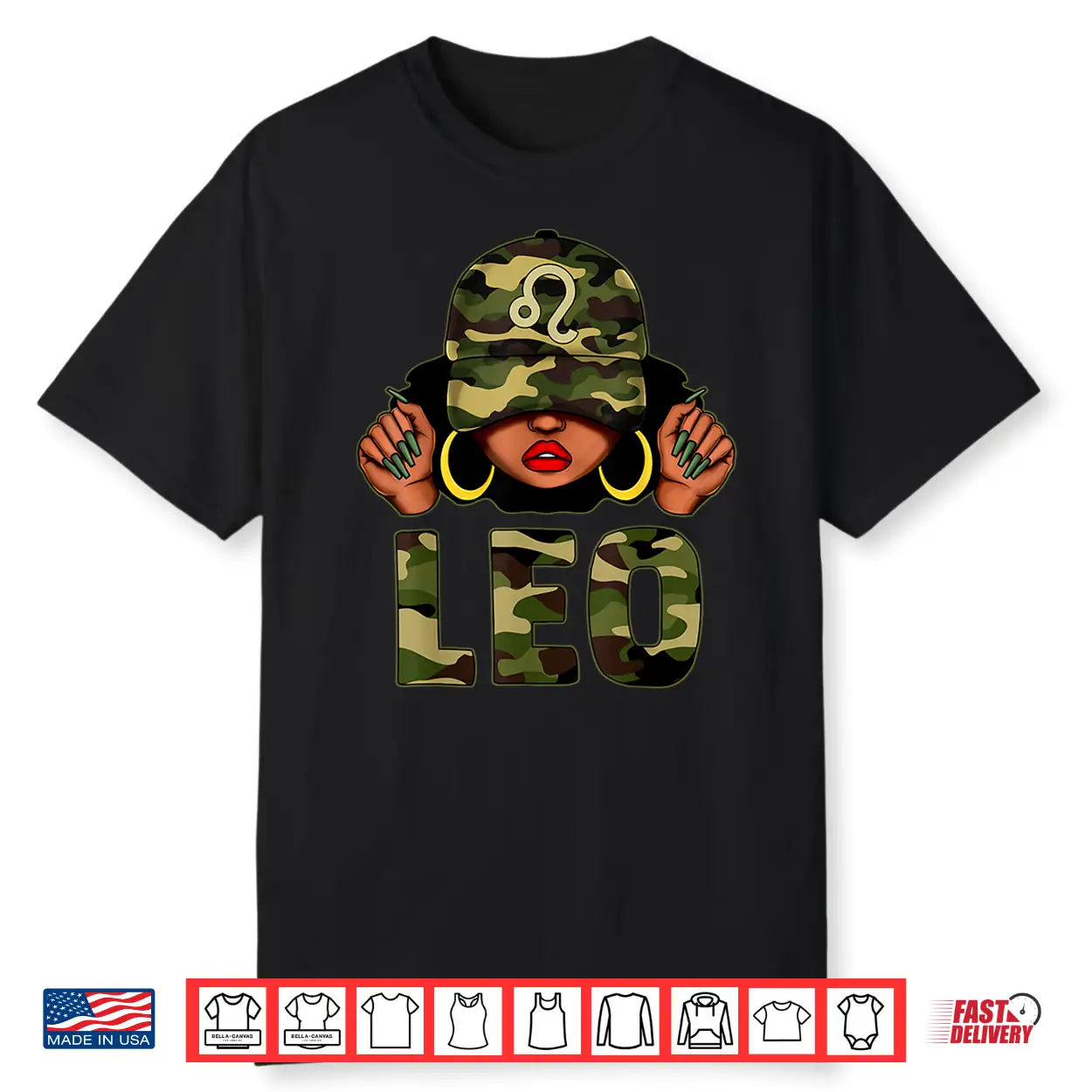 Leo Queen Black Culture With Cap Camo Afro Zodiac Shirt Leo Queen Black Culture With Cap Camo Afro Zodiac Shirt