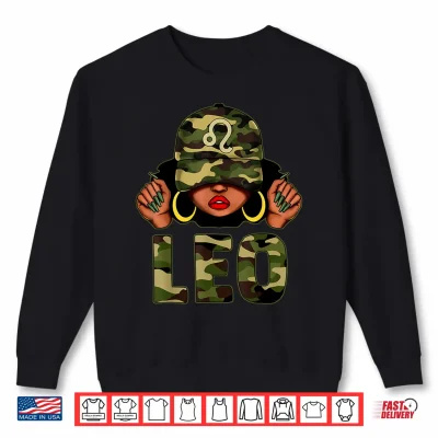 Leo Queen Black Culture With Cap Camo Afro Zodiac Shirt 2 Sweatshirt Leo Queen Black Culture With Cap Camo Afro Zodiac Shirt