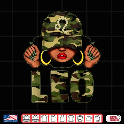 Leo Queen Black Culture With Cap Camo Afro Zodiac Shirt 4 Design Leo Queen Black Culture With Cap Camo Afro Zodiac Shirt