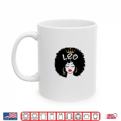 Mug Leo Zodiac Sign African Hair Style Queen Afro Astrology Shirt