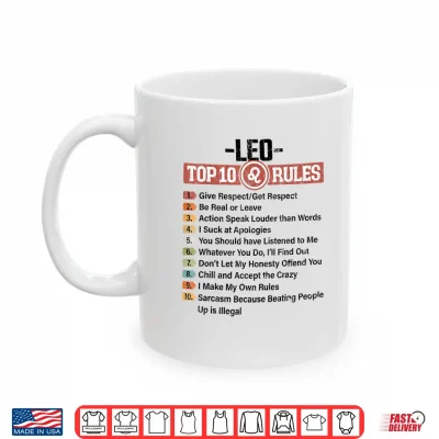 Mug Zodiac Sign Funny Top 10 Rules Of Leo Graphic Shirt