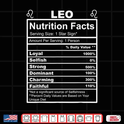 Horoscope Zodiac Sign Astrology Nutrition Facts Leo Shirt 4 Design Horoscope Zodiac Sign Astrology Nutrition Facts Leo Shirt